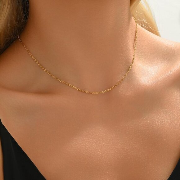 Hypoallergenic 18K Gold Plated Choker Necklace - Waterproof & Tarnish Resistant - Picture 5 of 7